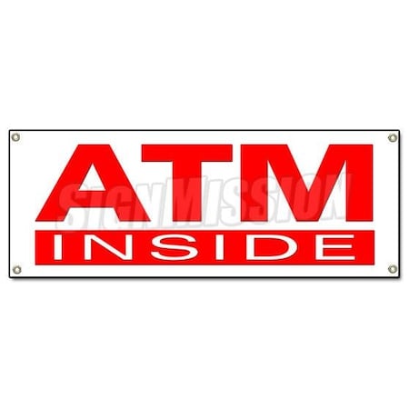 Signmission ATM INSIDE BANNER SIGN cash machine money automatic teller machine bank card B-Atm Inside